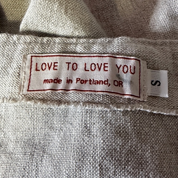 Natural linen pinafore small handmade cottage crunchy adjustable straps - Picture 4 of 5